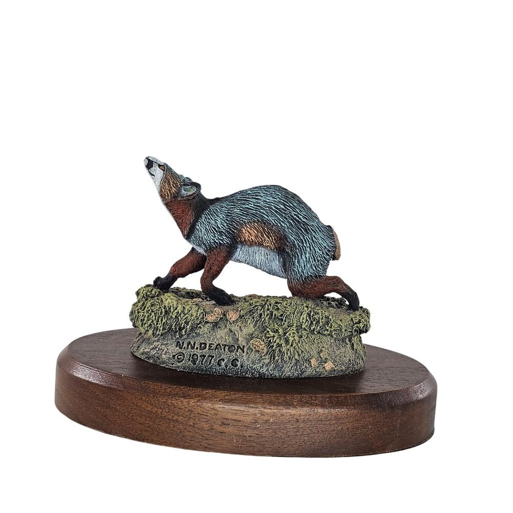 The Hamilton Collection Audubon Bronze Deaton Gray Fox Badger Figurine 1977 FLAW